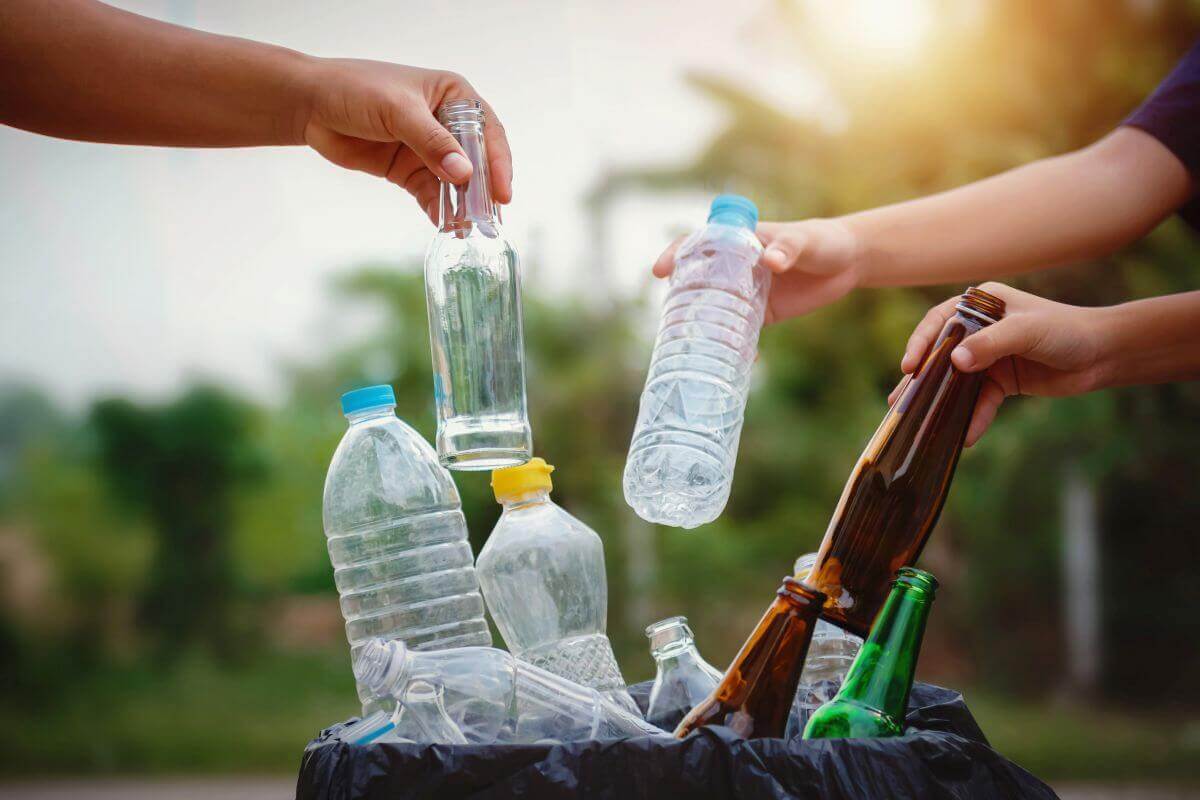 botellas de plástico y vidrio